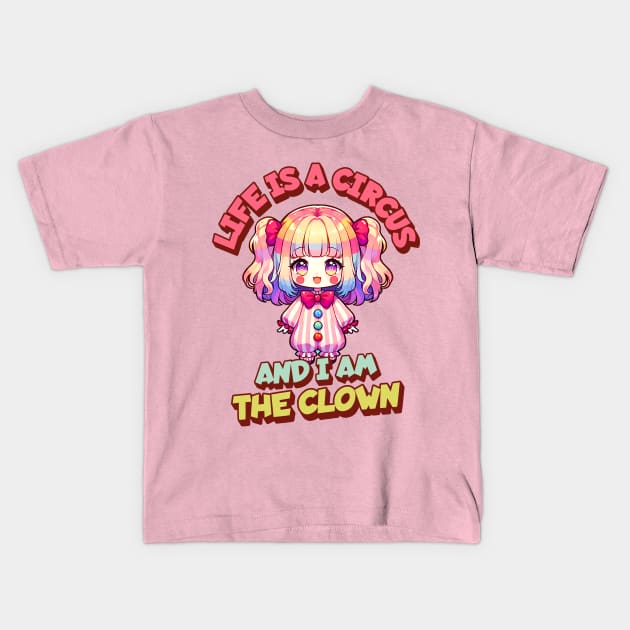 Life is a Circus and I am The Clown Cute Clown Girl Kids T-Shirt by WitchyArty